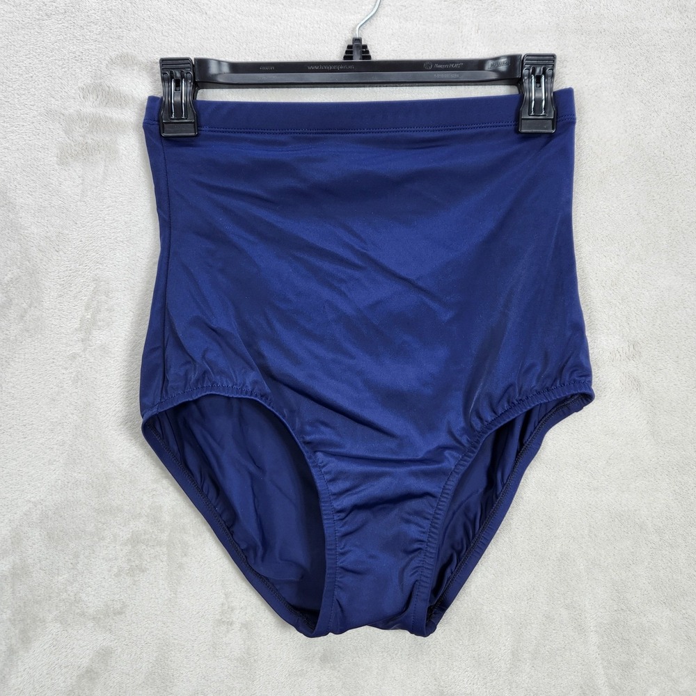 Swim Solutions Navy Blue High Waist Brief Tummy Control Bikini Bottom Sz 10 New